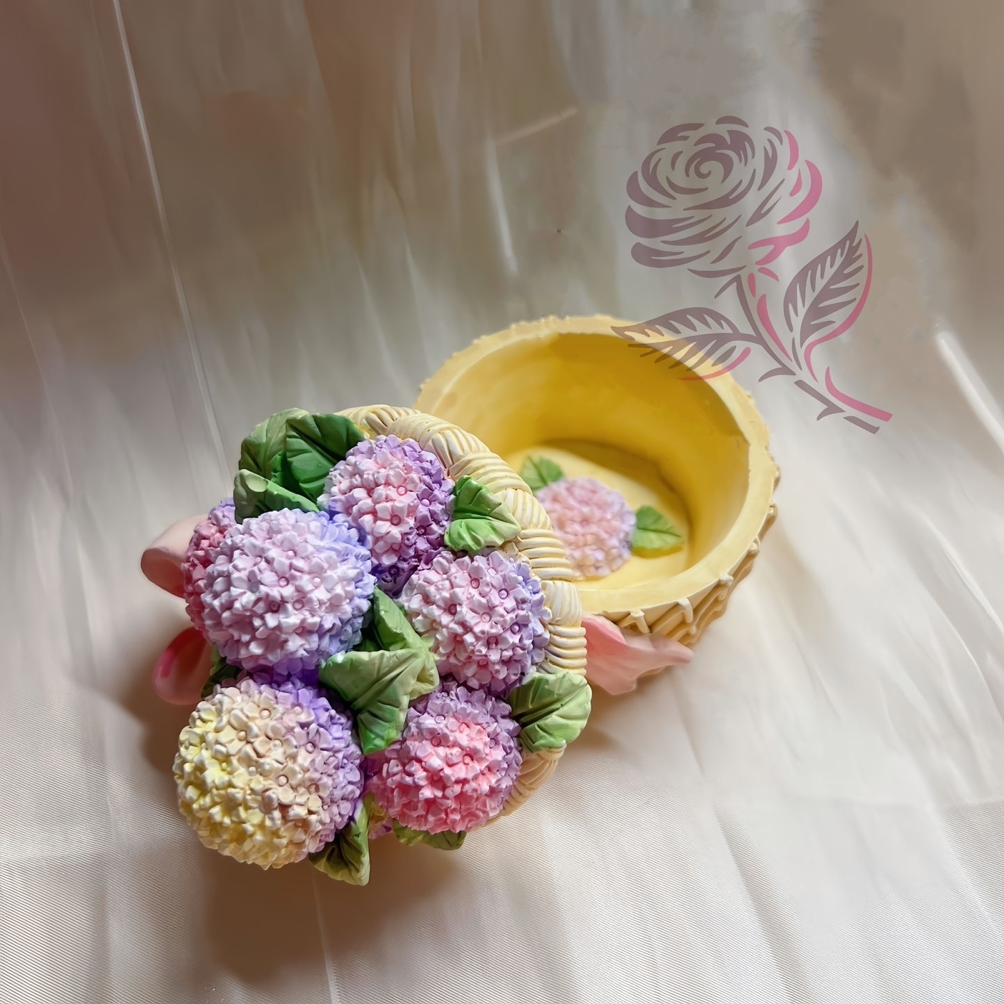 Hydrangea Storage Box Plaster Painting